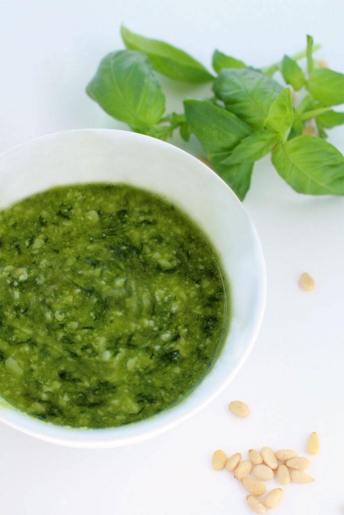Classic Basil Pesto with a Mortar and Pestle Old World Taste
